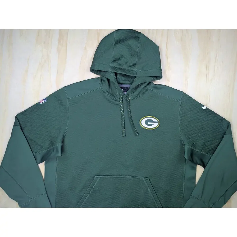 Nike Men's XL Green Bay Packers Therma-Fit NFL On-Field Pullover Hoodie Green